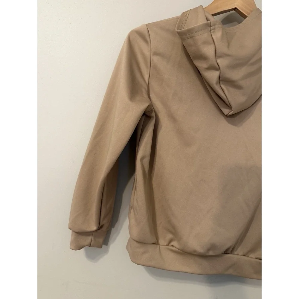 Youth Unisex Colorblock Beige & Black Pullover Hoodie US 10 EU 140
